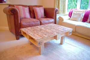 A quirky coffee table made from a salvaged industrial pallet!